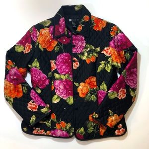 Carole Little 100% Silk Shirt Jacket Shacket Floral Button Up